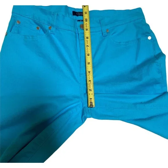 Chaps  5-Pocket Stretch Denim Capri Casual Pant - Bright Electric Blue Size 8 - Picture 4 of 7